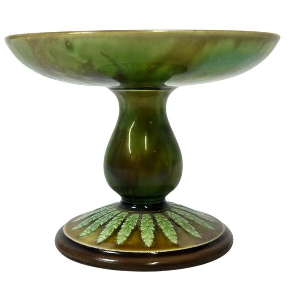 Wedgwood England Antique Late 1800's Majolica Small Comport Floral Motifs-Rare - Picture 9 of 14